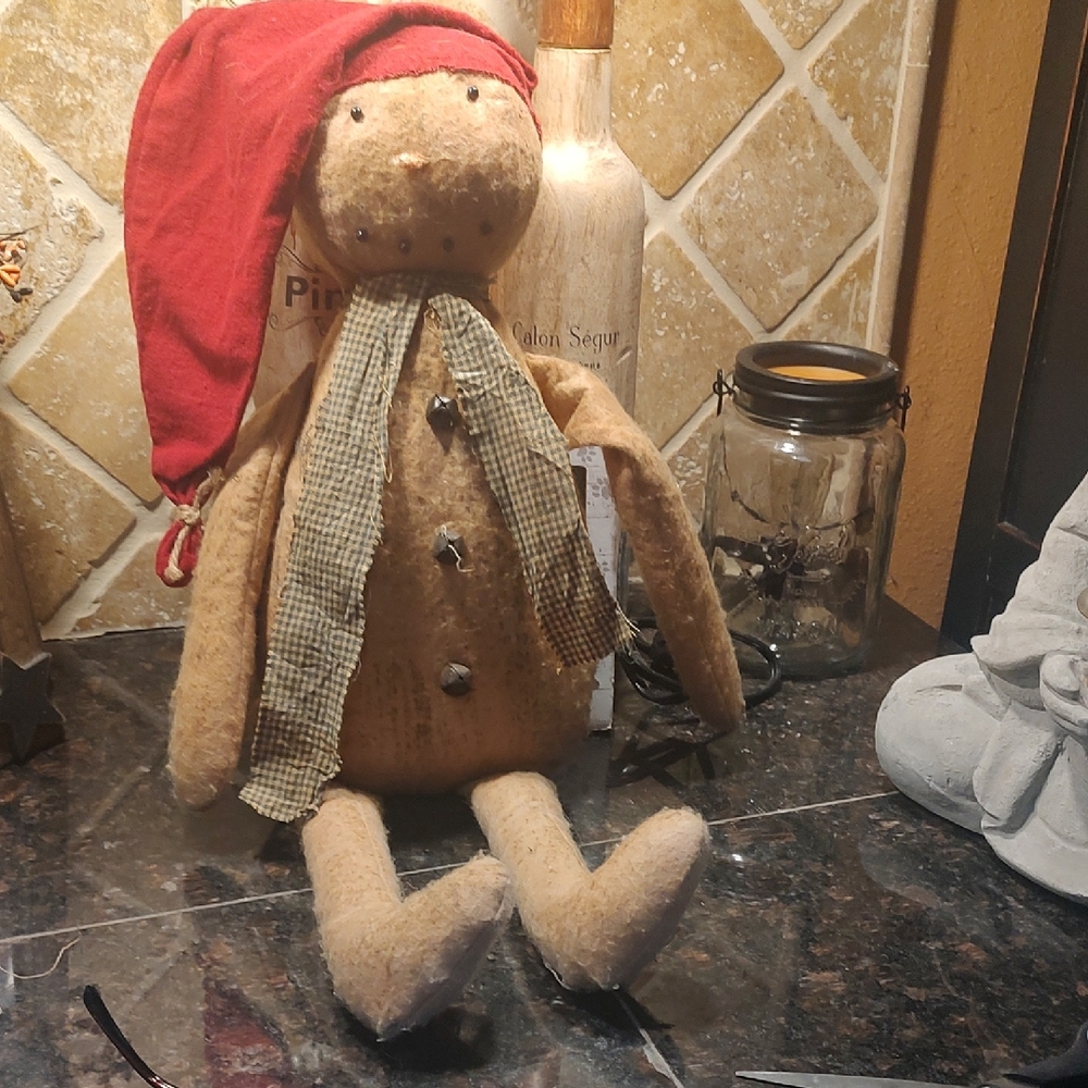 Festive Plush Snowman with Red Hat